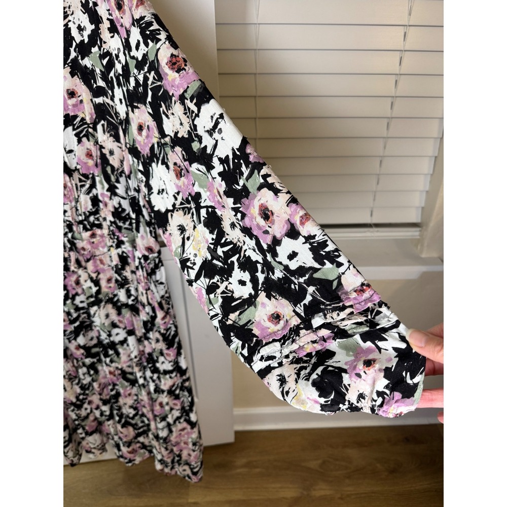 Torrid Floral Swiss Dot Midi Dress Black Pink Whimsigoth Boho Pockets Size 2XL - Picture 8 of 9